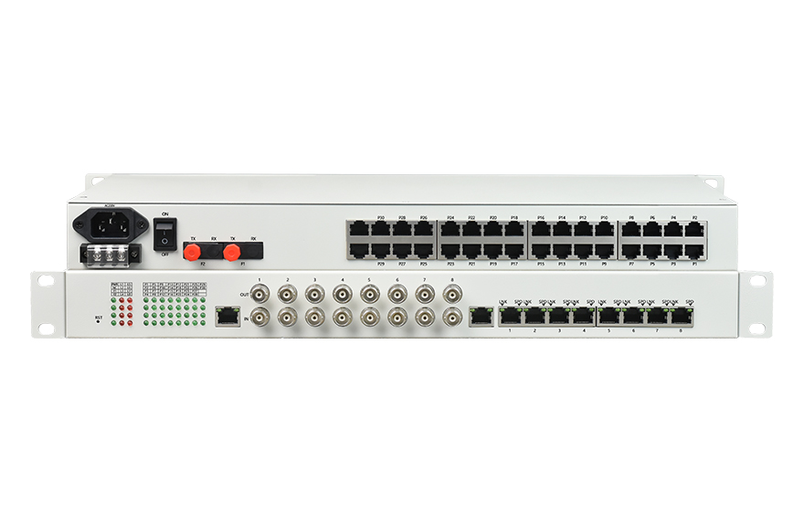 飛暢科技-32路電話+8E1+8FE物理隔離（1+1光備份，19英寸）電話光端機(jī)