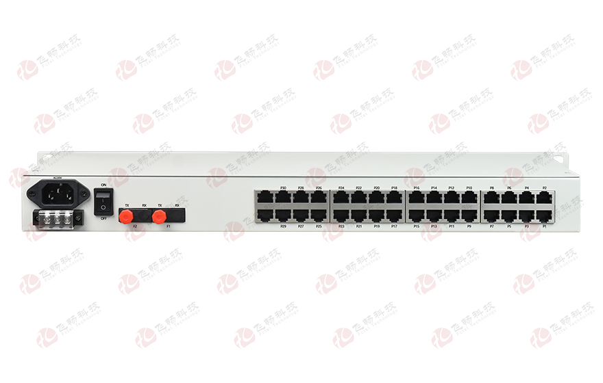飛暢科技-32路電話+8E1+8FE物理隔離（1+1光備份，19英寸）電話光端機(jī)